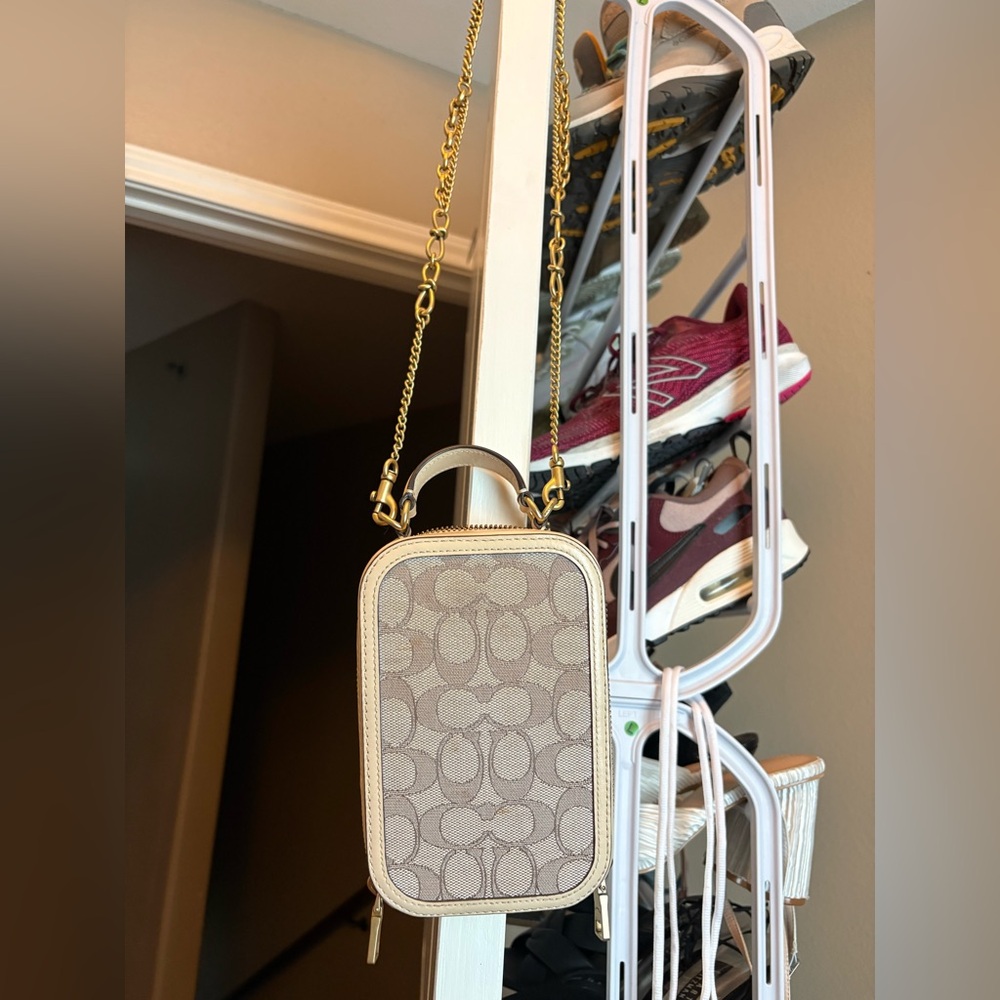 Coach Jacquard Monogram Allie Camera Bag in Beige